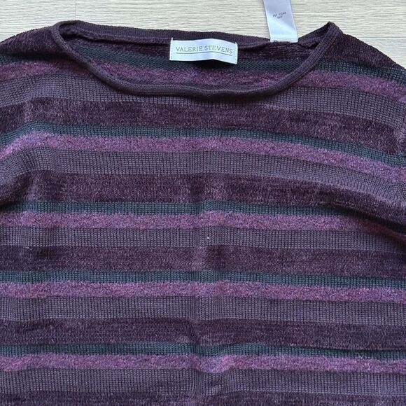 Vintage Valerie Stevens Sweater Medium Purple 90s Y2K Stripe Wool Blend Textured - Picture 6 of 10